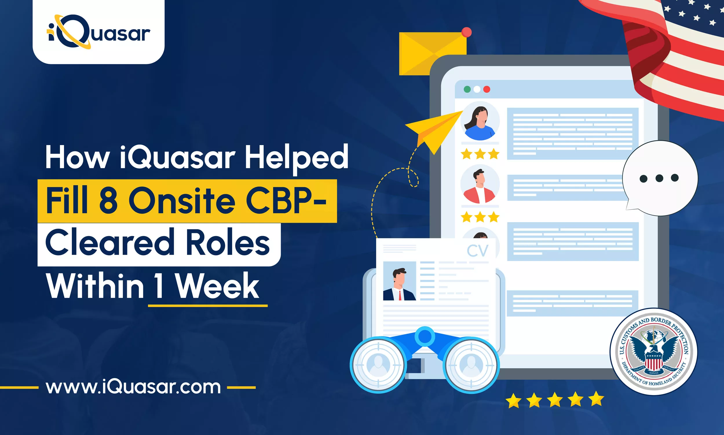 How iQuasar Helped Fill 8 Onsite CBP-Cleared Roles Within 1 Week CBP-Cleared Roles